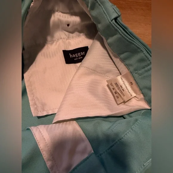 Haggar Men's Teal Flat Front Shorts - Picture 3 of 4